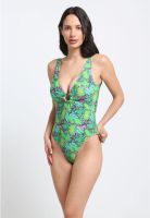 Traje de baño rebajado detalle circular estampado verde
