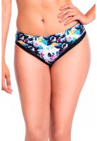 Bikini calzón tanga tiro alto estampado flores negro