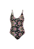 Traje de Baño Strap Ajustable Negro Floreado