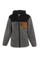Poleron Men Sherpa Full Zipper Grey Black Brown
