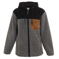 Poleron Men Sherpa Full Zipper Grey Black Brown