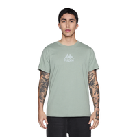 Polera Kappa Men Banda Green Logo Front White
