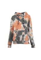Poleron Women Tiedye Black Orange White Hoodie