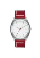 Reloj Time Teller Leather Silver Egret Cranberry