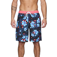 Traje de Baño Reef Men Black Red Flowers