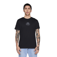 Polera Kappa Men Banda Black Logo Front Grey