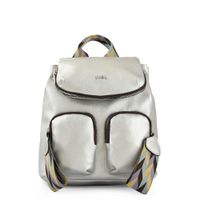 Mochila con tapa mediana colinne plateado