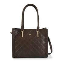 Cartera tote tres divisiones mediana milena café oscuro