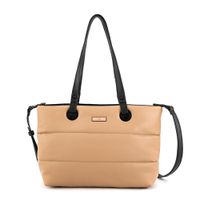 Cartera tote tres divisiones mediana sindra beige oscuro