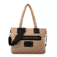 Cartera tote porta notebook adela mediana beige oscuro