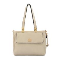 Cartera tote tres divisiones mediana jelena blanco crudo