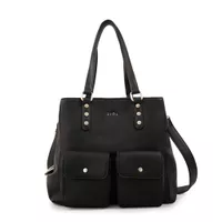 Cartera tote alisa mediana negro