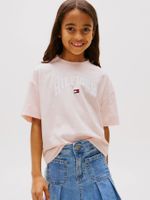 Polera Jaspeada Con Logo Rosado Tommy Hilfiger