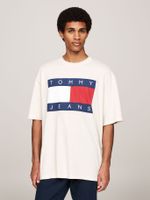 Polera Melange Flag Relaxed Fit Beige Tommy Hilfiger