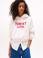 Polerón Hoodie Crop Relaxed Con Logo Blanco Tommy Jeans