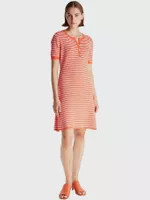 Vestido De Rayas Con Logo Naranjo Tommy Hilfiger