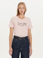 Polera Con Logo Gráfico Script Rosado Tommy Hilfiger