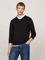 Sweater Básico Signature V-Neck Negro Tommy Hilfiger