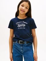 Polera Script Logo Metalizado Azul Tommy Hilfiger