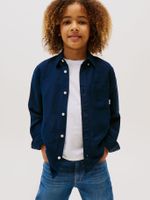 Camisa Regular En Mezcla 1G Lino Azul Tommy Hilfiger