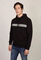 Polerón Hoodie Con Logo Central De Rayas Negro Tommy Hilfiger