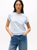 Polera  Logo Floral Script Celeste C1O Tommy Hilfiger