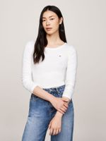 Polera Acanalada Slim Fit Con Logo Blanco Tommy Hilfiger