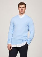 Sweater Básico Signature D-Neck Celeste Tommy Hilfiger