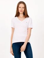 Polera Con Diseño De Rosado Rayas Tommy Hilfiger