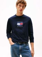 Polera Linear Flag Graphic Logo Azul Tommy Hilfiger