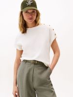 Polera Solid Gold Button Blanco Tommy Hilfiger