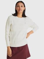 Sweater Tejido De Cable Trenzado Blanco Tommy Hilfiger