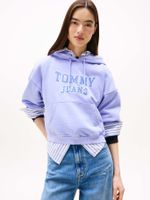 Polerón Hoodie Crop Relaxed Con Logo Lila Tommy Jeans