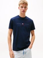 Polera Flag Linear Logo Azul C1G Tommy Jeans