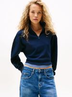 Polerón Relaxed Cropped Cremallera Azul C1G Tommy Jeans