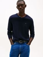 Sweater Básico Signature V-Neck Azul Tommy Hilfiger