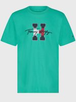 Polera De Niño Con Logo Script Verde Tommy Hilfiger