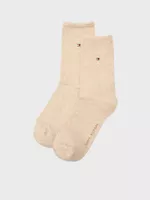 Pack 2 Par Calcetín y logo bordado Beige Tommy Hilfiger