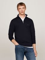 Sweater Medio Cierre Cotton Azul Tommy Hilfiger