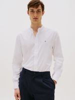 Camisa De Popelín Con Cuello Mao Blanco Tommy Hilfiger