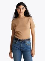 Polera Cropped Slim Fit Beige Tommy Hilfiger