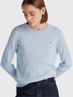 Sweater De Tejido Cable Celeste Tommy Hilfiger