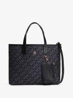 Cartera Satchel Jacquard Monogram Negro Tommy Hilfiger