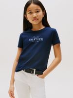 Polera Con Logo De Purpurina Azul Tommy Hilfiger