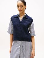 Sweater Trenzado Sin Mangas Azul Tommy Hilfiger