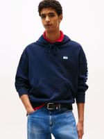Polerón Hoodie Cropped Con Logo Azul C1G Tommy Jeans
