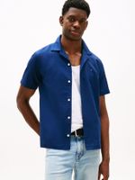 Camisa De Lino Solid Azul Tommy Hilfiger