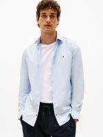 Camisa Flex Poplin Slim Fit Celeste Tommy Hilfiger