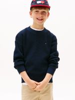 Sweater Texturizado y Logo Bordado Azul Tommy Hilfiger