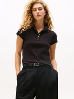 Polo  Botones Dorados Slim Fit Negro BDS Tommy Hilfiger